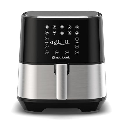 NUTRICOOK 1700 Watts, Stainless Steel Digital Control Panel Display, 10 Preset Programs with built-in Preheat function, Brush Air Fryer 2 (AF205, 5.5 L) 
