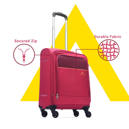 Aristocrat Cabin Oasis Plus Size Soft Luggage (55 Cm)|Spacious Polyester Trolley with 4 Spinner Wheels and Combination Lock|Dazzling Red|Unisex|5 Year Warranty 