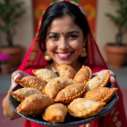 Authentic Homemade Gujiya By Savita Kitchen | Traditional Indian Sweet | Made with Khoya, Dry Fruits, and Cardamom | Crispy & Delicious | Perfect for Holi, Diwali, and Festive Gifting | Fresh, Handcrafted, and Festive Mithai Box (400g) (12 Piece Approx) 