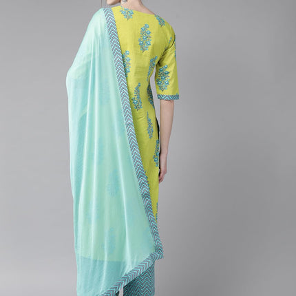 Libas Women's Cotton Kurta Sets (20197_Green 