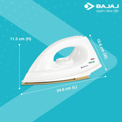 Bajaj Dx-7 1000W Dry Iron With Advance Soleplate And Anti-Bacterial German Coating Technology, White, 1000 Watts 
