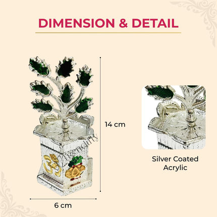 Trendifly Silver Plated Tulsi Plant for Pooja Worship | Wedding, Housewarming, Diwali, House Pooja Return Gifts | Religious Pooja Thali Articles Home Decor 