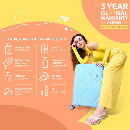 American Tourister Instavibe 79 CM Trolley Bag for Travel Large Polypropelene Suitcase with Mounted TSA Lock, Double Wheels, Flexi Packing Straps, and Side Hooks for Men & Women - Sky Blue 