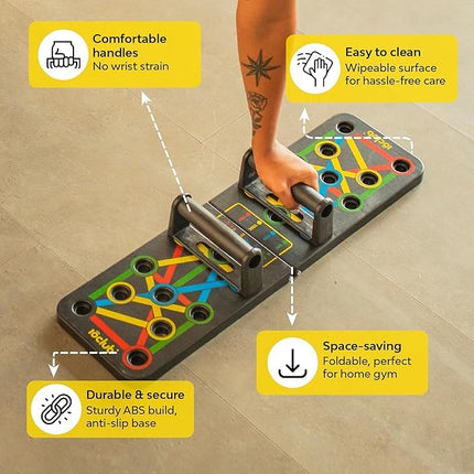 TWINZFIT Pushup Board, 15 in 1 Push Up Stand, Multi-Function Flex Board for Chest, Triceps, Shoulder, Back Muscles, Home Workout Gym Equipment, Multicolour 