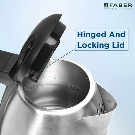 Faber Electric Kettle with Stainless Steel Body, FK 1.8 litres boiler for Water, SS, (FK 1.8L SS) 