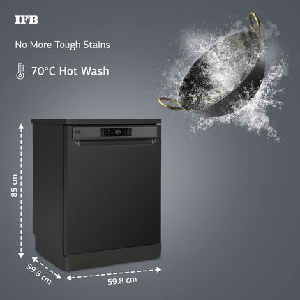 IFB 16 Place Settings â€ŽHot water wash Free Standing Dishwasher (Neptune VX2 Plus, Inox Grey, In Built Heater with Turbo Drying, Perfect for Indian Utensils) 