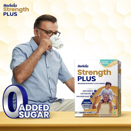 Horlicks Strength Plus- Vanilla| Balanced Nutrition to Regain Strength|High Fibre & Protein,Powder,1 count,350 grams 