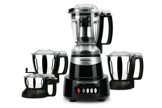 Panasonic Mixer Grinder MX-AV425 (Charcoal Black)Elements Series Powerful 1500W(Max Motor Lock Wattage)4 Jar(Three-304-SS Stainless Steel & 1Juicer Extractor Jar)|Warranty 2 Yrs Product & 5 Yrs Motor 