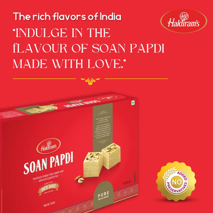 Haldiram's Soan Papdi 500g | Traditional Indian Sweet | Finest Ingredients | Crunchy Almonds & Pistachios | Indian Mithai | Festive Delight | Great Gift Pack for Festival | Mithai for Raksha Bandhan 