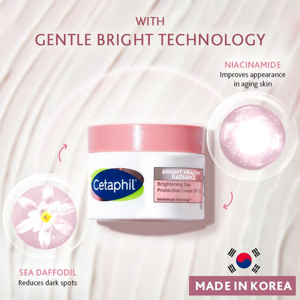 Cetaphil Brightening Day Protection Cream SPF 15-50 g| Day Cream for Dark Spots, Uneven Skin Tone| Niacinamide, Sea Daffodil| Fragrance-Free| 