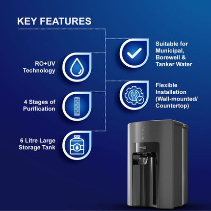 AquaguardSure Delight NXT RO+UV 6 L Storage Water Purifier, 4 Stage purifications, Suitable for Borwell,tanker, municipal water(Black), Eureka Forbes (Pack of 2) 