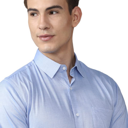 Peter England Men's Solid Slim Fit Shirt (PESFMNUBG81861_Light Blue 46) 