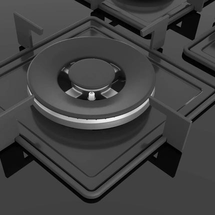 Bosch Built in Gas Hob Black Tempered glass Glass 4 Burner Auto Ignition 75 cm Italian Double Ring Burners (PNI7B6B10I) 