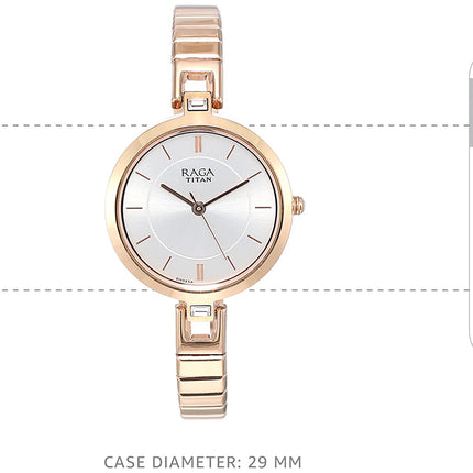Titan Raga Quartz Analog Silver Dial Metal Strap Watch for Women-NR2603WM01 