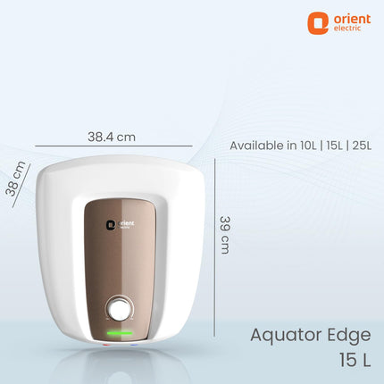 Orient Electric Aquator Edge |15L Storage Water Heater| BEE-5 Star rated |8 bar pressure compatibility | Suitable for high rise buildings |5 years tank warranty 
