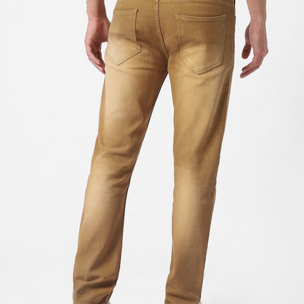 Urbano Fashion Men's Khaki Slim Fit Washed Jeans Stretchable (aveps700spr-khaki-34) 