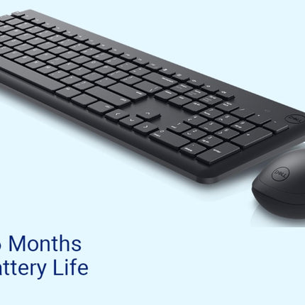 Dell KM3322W Wireless USB Keyboard and Mouse Combo, Anti-Fade & Spill-Resistant Keys, up to 36 Month Battery Life, 3Y Advance Exchange Warranty - Black 