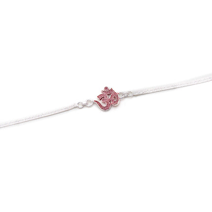 NINE10 Silver Bracelet Rakhi With Velvet Gift Box for Boys (Silver) 