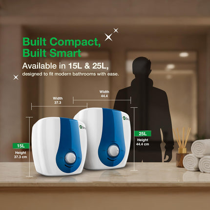 AO Smith Geyser 15 Ltr With 5 Star BEE Rating, Vertical Water Heater | Geyser 15+ Litre For High Rise Building | 7 Year Tank Warranty, 2 Year Comprehensive Warranty | SDS-GREEN-015 