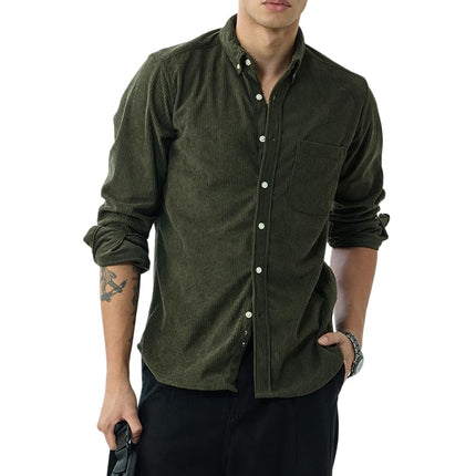 SNITCH Men's Casual Shirt | Slim Fit Long Sleeve Button Down Collar Solid Pattern | 100% Polyester Textured Fabric, Machine Washable | Olive Green 