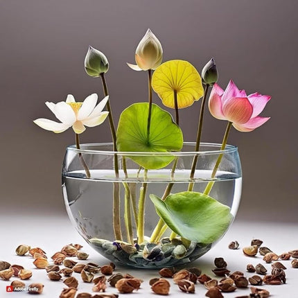 Amulya Farms Lotus Flower Seeds for Home Garden Pack of 20, 100% IMPORTED Japanese Mix Colour, Original Rainbow Seeds for Plant in Water, Summer Plants for Gardening | Live Indoor Plants 
