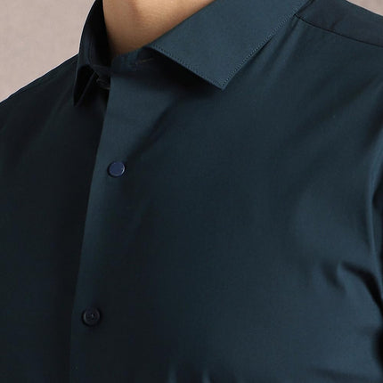 Louis Philippe Men's Solid Slim Fit Shirt (LASFASSPM79184_Blue 