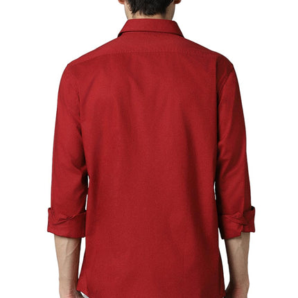 Louis Philippe Men's Slim Fit Shirt (LYSFSSLFL89977_Red 