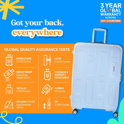 American Tourister Large Ivy 2.0-8 Wheel, 79 CM Hard PP Check-in Suitcase for Travel/Trolley Bag for Travel/Travel Bag with Combination Lock & Smooth Sliding Double Wheel - Blue Frog 