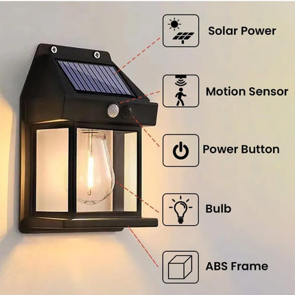 FIND STUFF Solar Wall Lights Outdoor,Wireless Dusk to Dawn Porch Lights Fixture,Solar Wall Lantern with 3 Modes & Motion Sensor Waterproof Exterior Lighting with Clear Panel for Entryway Outdoor 