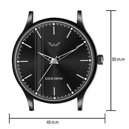 LOUIS DEVIN Black Silicone Strap Analog Wrist Watch for Men (Black Dial) | LD-BK054-BLACK 