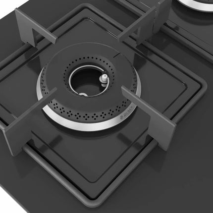 Bosch Built in Gas Hob Black Tempered glass Glass 4 Burner Auto Ignition 60 cm Italian Double Ring Burners (PNH6B6B12I) 