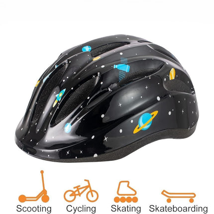 FABSPORTS Printed Safety Helmet for Kids-Boys & Girls (5-12 Years), Light Weight Bicycle/Bike Helmet, Adjustable Size, Superior Ventilation for Cycling/Skating/Skate Boarding, Black 