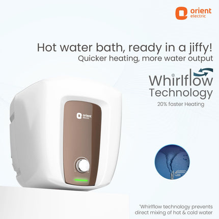 Orient Electric Aquator Edge |15L Storage Water Heater| BEE-5 Star rated |8 bar pressure compatibility | Suitable for high rise buildings |5 years tank warranty 