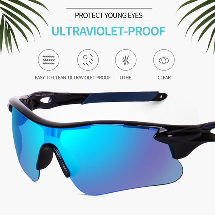 Legend Eyewear Sports Non-Polarized Sunglasses For Men Women Youth Ipl Cricket Baseball Fishing Cycling Running Golf Motorcycle Tac Glasses Uv400 (Blue Black) 