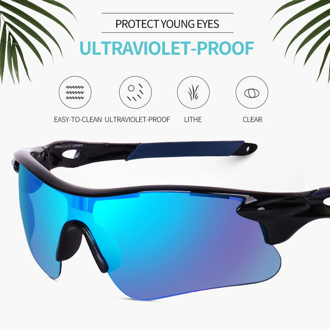 Legend Eyewear Sports Non-Polarized Sunglasses For Men Women Youth Ipl Cricket Baseball Fishing Cycling Running Golf Motorcycle Tac Glasses Uv400 (Blue Black) 