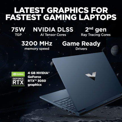 HP Victus, AMD Ryzen 5 5600H, NVIDIA RTX 3050, 16GB DDR4, 512GB SSD (Win11, Office21, Blue, 2.37kg) 144Hz, 9MS, IPS, 15.6-inch(39.6cm) Gaming Laptop, Backlit kb, Enhanced Cooling, fb0106AX/Fb0112AX 
