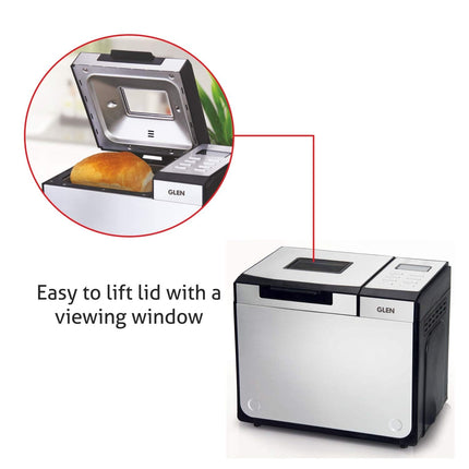Glen Bread Maker & Atta Kneader Fully Automatic 12 Pre-Set Functions Electronic Control Panel, 615W Silver (3034) 2 Years Warranty 