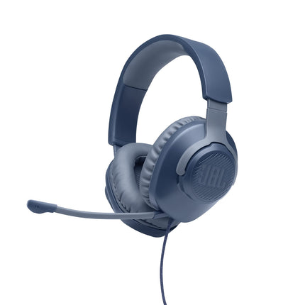 JBL Quantum 100 Wired Over Ear Gaming Headphones with Mic, 40mm Realistic Dynamic Drivers, Detachable Boom Mic, 1kHz Sensitivity, Memory Foam Cushioning, PC/Mobile/PS/Xbox/Nintendo/VR Compatible-Blue 