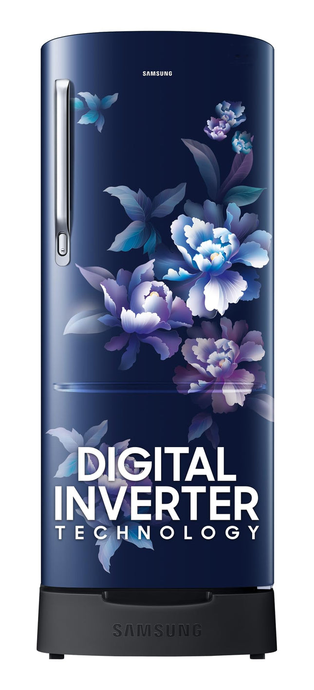 Samsung 183 L, 4 Star, Digital Inverter, Direct-Cool Single Door Refrigerator (RR20C1824HV/HL, Himalaya poppy Blue, Base Stand Drawer) 