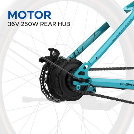 EMotorad ST-X Unisex City Electric Cycle with 7.65Ah Li-Ion Removable Battery | High-T Step-Through Steel Frame | Cluster C2 Display | 5 Levels of Pedal Assist | 250W Rear Hub Motor (Teal Blue) 