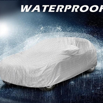 Auto Hub 100% Water Resistant Car Cover Compatible with Honda City I-VTEC (Model : 2014-2019)-(Fabric: Polyester-Cotton Coating, Color:-Matelic Silver) 