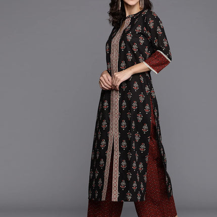 Libas Women's Cotton Kurta Sets (20119O_Black 