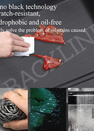 Kitchen Sink 35 Inch - SS 304 Grade Modular Kitchen Sink With Waterfall Pull Down Faucet | Single Bowl With RO-Water Purifier Tap | Fruit Basket & All Accessories (Black, Dustbin 35 X 18 X 9 Inch)