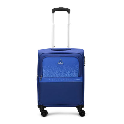 Aristocrat Drift Cabin Expander Trolley Bag 55cm | Small | Soft Luggage | Smooth 8-Wheel Suitcase | Secure Combination Lock with Sturdy Zipper | Robust Construction | 5-Year Warranty (Blue) 