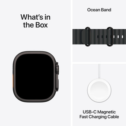 Apple Watch Ultra 2 [GPS + Cellular 49 mm] Smartwatch, Sports Watch with Black Titanium Case with Black Ocean Band. Fitness Tracker, Precision GPS, Action Button, Bright Retina Display 