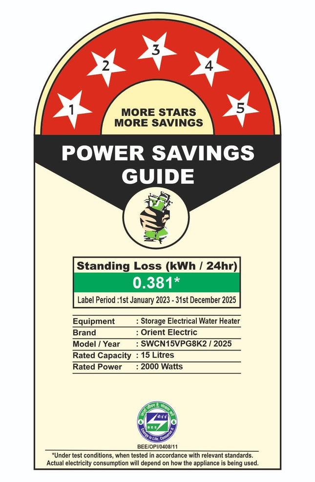 Orient Electric Aquator Edge |15L Storage Water Heater| BEE-5 Star rated |8 bar pressure compatibility | Suitable for high rise buildings |5 years tank warranty 