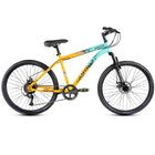 CROW - Hustler 21 Speed Mountain Bike | 21 Gear Cycle | Suspension Fork | Dual Disc Brakes | Hitensile Steel Frame | Ideal for 12+ & 5 to 5.8 FT (Yellow - FOXGRREN, 26 INCH) 