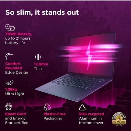 Lenovo Yoga Slim 7 Snapdragon X Elite X1E Built in-AI with Copilot+ 14"(35.5cm) 3K OLED 500Nits Touchscreen Laptop (32GB/1TB SSD/90Hz/Qualcomm NPU 45TOPS/Win11/MSO/1Yr ADP Free/Cosmic Blue/1.4Kg) 