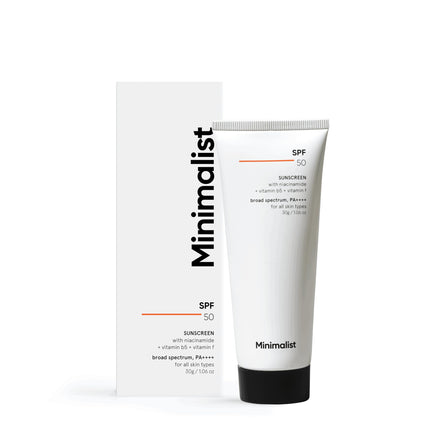 Minimalist Sunscreen SPF 50 PA++++ | Clinically Tested in US (In-Vivo) | Lightweight with Multi-Vitamins | No White Cast | Broad Spectrum | For Women & Men | 30g (Pack of 1) 