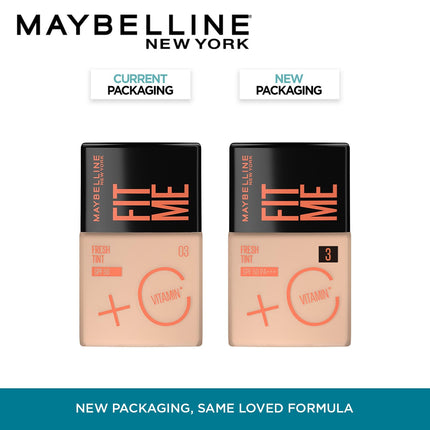 Maybelline New York Liquid Foundation, Lightweight Skin Tint With Spf 50 & Vitamin C, Natural Coverage, For Daily Use, Fit Me Fresh Tint, Shade 03, 30Ml 